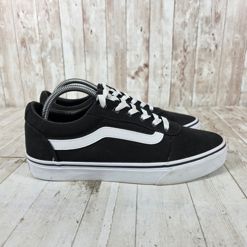 Vans Ward Low Top Black White Canvas Skate Sneakers Womens 9.5 721356